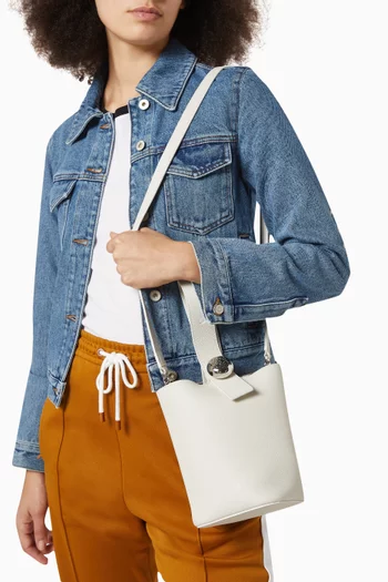 Mini Pebble Bucket Bag in Grained Calfskin