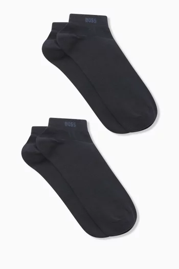 Ankle Socks in Stretch Cotton Blend, Set of 2