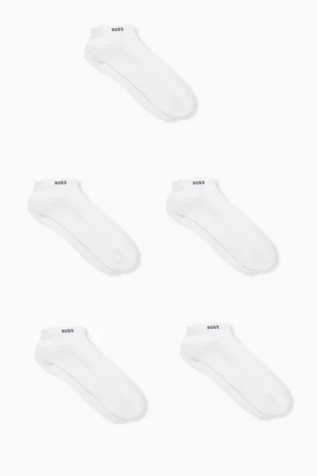 Ankle-length Socks in Stretch Cotton-blend, Set of 5