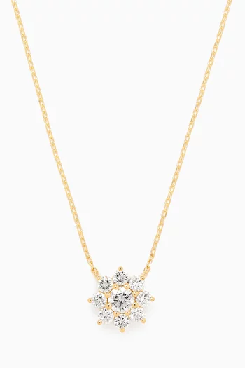 Diamond Flower Pendant Necklace in 18kt Gold