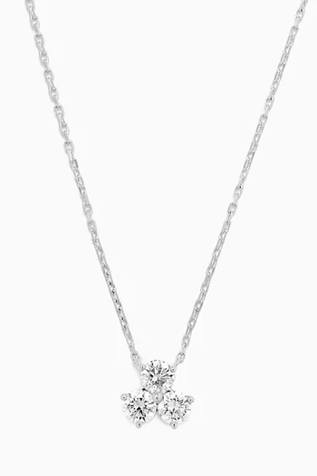 Diamond Cluster Pendant Necklace in 18kt White Gold
