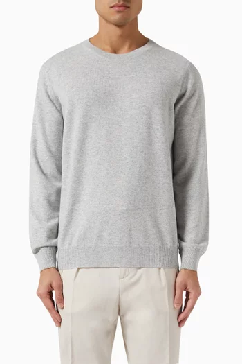 سترة بفتحة رقبة مستديرة بنسيج كشمير