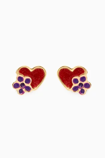 Ara Bella Floral Heart Earrings in 18kt Gold