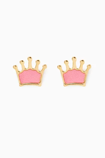 Ara Bella Crown Heart Earrings in 18kt Gold