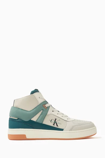 High-top Logo Sneakers in Leather
