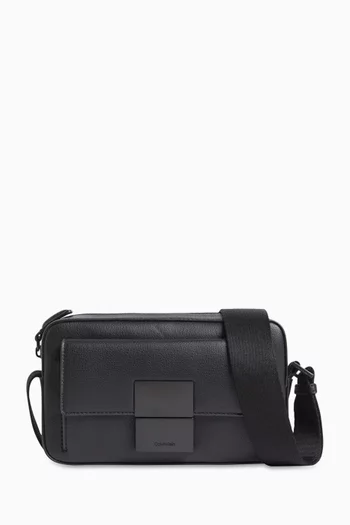 Iconic Plaque Camera Bag in Faux Leather