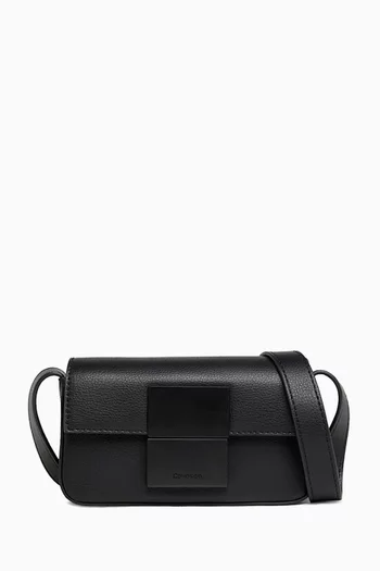 Iconic Plaque Camera Bag in Pebbled Faux Leather