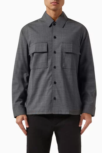 Modern Textured Overshirt in Cotton-blend Twill