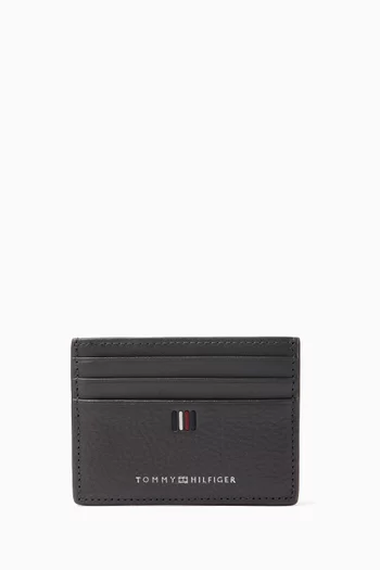 Logo Credit Card Holder in Grained Leather