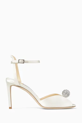 Sacora Crystal Embellished 85 Sandals in Satin