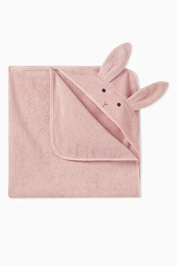 Rabbit-detail Hooded Towel in Cotton Terry