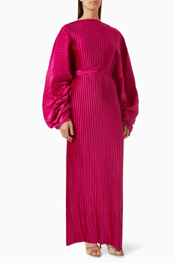Yana Puff-sleeve Pleated Maxi Dress