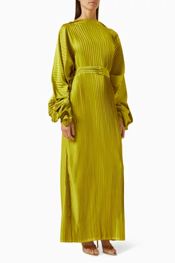 Yana Puff-sleeve Pleated Maxi Dress