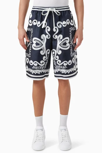 Marina Print Shorts in Silk-twill