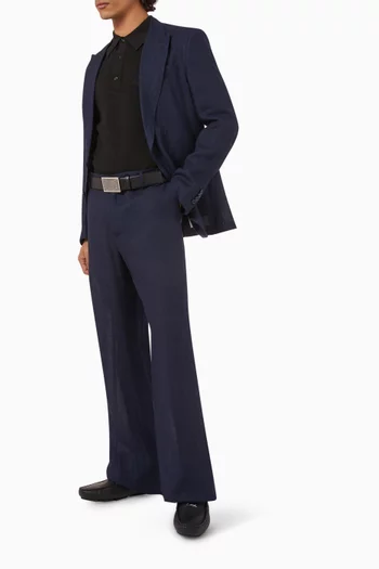 بنطال بساقين واسعتين كتان