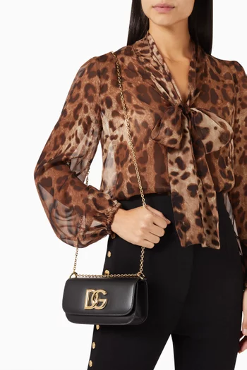 حقيبة كتف 3.5 بشعار حرفي DG جلد عجل