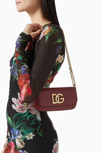 حقيبة كتف 3.5 بشعار حرفي DG جلد عجل