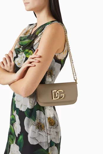 حقيبة كتف 3.5 بشعار حرفي DG جلد عجل