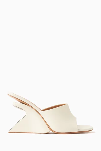 Jug Wedge Mule Sandals in Smooth Leather