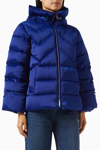 Nard Hooded Down Jacket in Quilted-satin
