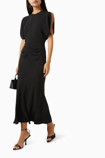 Gathered Waist Midi Dress in Cady