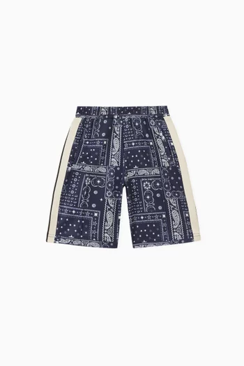 Logo Print Track Shorts in Cotton-Blend