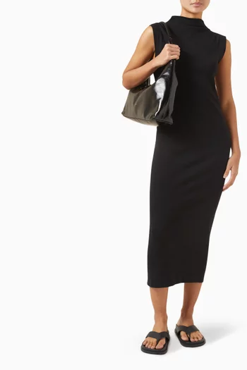 فستان روز متوسط الطول قطن جيرسيه مضلع