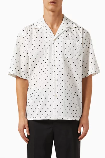 Polka Dot Bowling Shirt in Cotton Poplin
