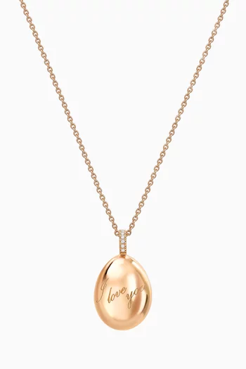 Essence I Love You Egg Pendant Necklace in 18kt Rose Gold