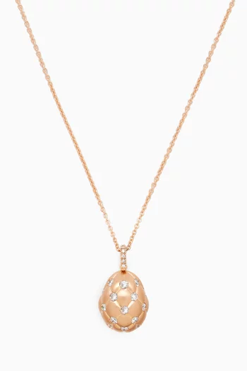 Treillage Brushed Diamond Egg Necklace in 18kt Rose Gold