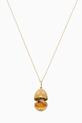 Heritage Diamond & Guilloché Bee Locket Necklace in 18kt Gold