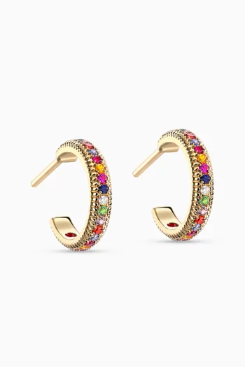 Colours of Love Rainbow Fluted Hoop Earrings in 18kt Gold