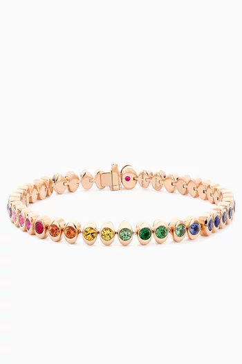 Colours of Love Cosmic Curve Rainbow Tennis Bracelet in 18kt Rose Gold