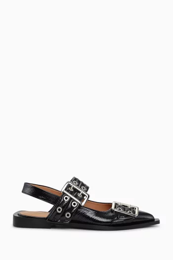 Chunky Buckle Ballerina Flats in Patent Leather