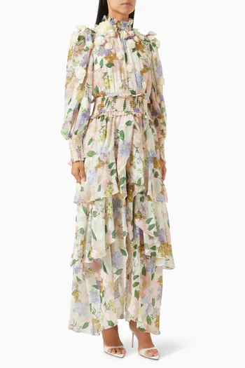 فستان ديلفينا طويل بنقشة زهور