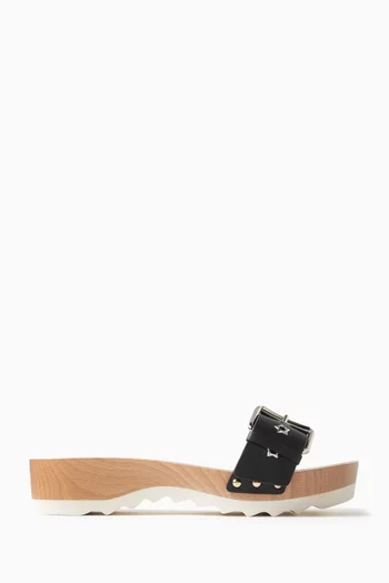 Elyse Buckled Slide Sandals in Vegan Leather