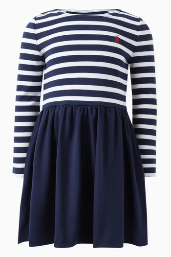 Striped Long Sleeved Dress in Viscose