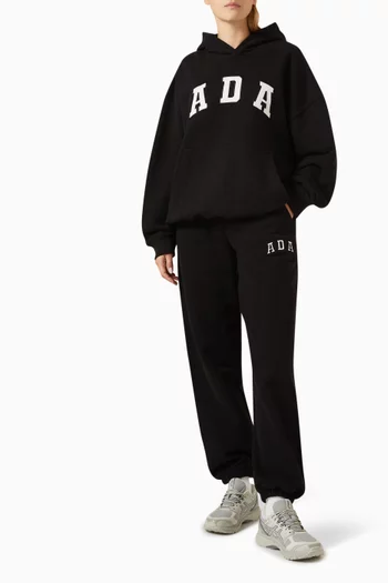 كنزة بغطاء رأس فضفاضة بشعار الماركة صوف قطني عضوي