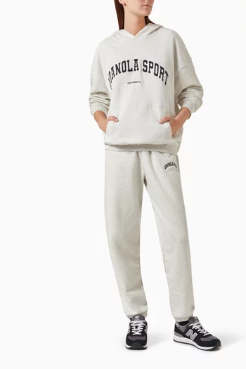 كنزة بغطاء رأس وشعار الماركة الرياضي صوف قطني