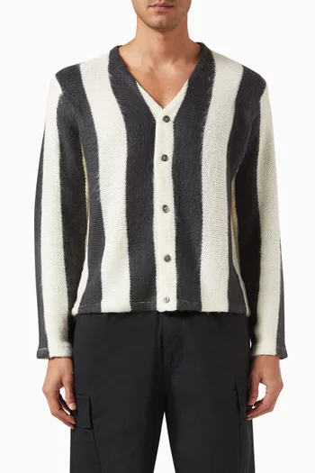 Stripe Brushed Cardigan in Acrylic-knit