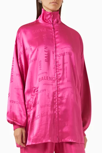 All-over Logo Track Jacket in Silk Jacquard