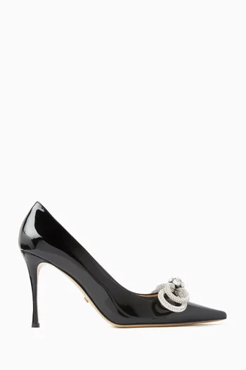 Double Bow 95 Pumps in Patent Leather