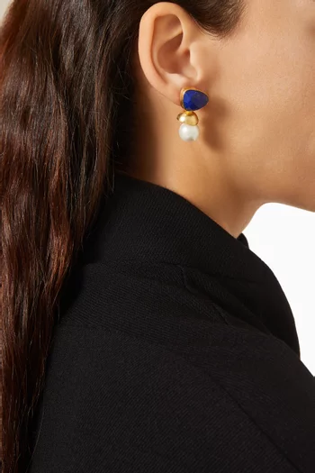 Pearl Drop Earrings in 18kt Gold-plated Bronze