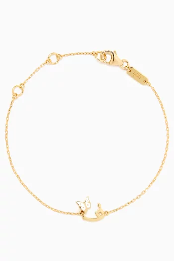 'F' Letter Butterfly Charm Bracelet in 18kt Yellow Gold