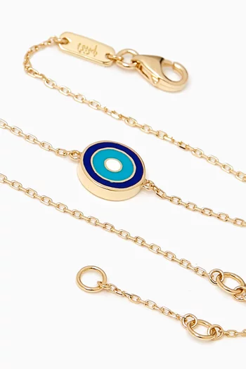 سوار بحلية عين الحسود بتصميم حرف "ع" ذهب أصفر عيار 18