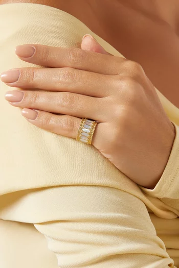 Baalbeck In Color Mother of Pearl Pinky Ring in 18kt Gold