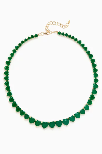 Emerald Tennis Necklace in 18kt Yellow Gold