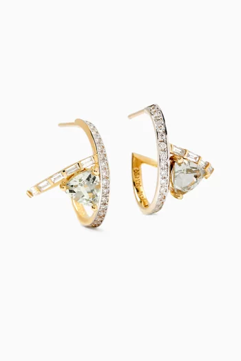 Diamond & Amethyst Y Hoop Earrings in 14kt Yellow Gold