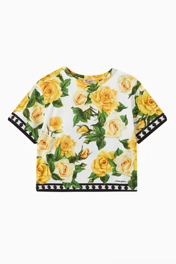 Rose-print T-shirt in Cotton