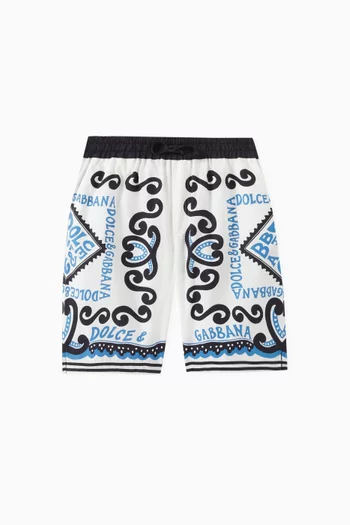 Marina-print Bermuda Shorts in Cotton-poplin